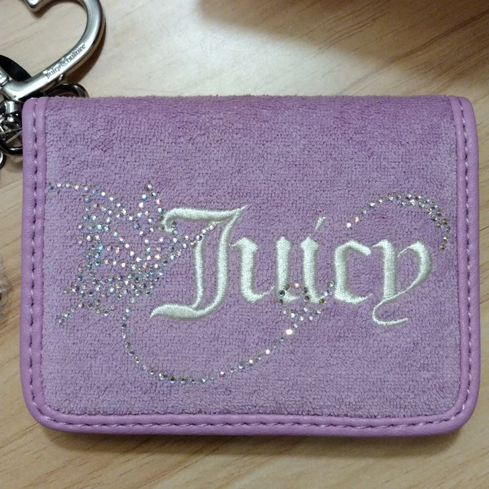 Juicy Couture Violet Tulle Wing It Card Case with Heart Charm Key Fob 🦋✨ 🆕